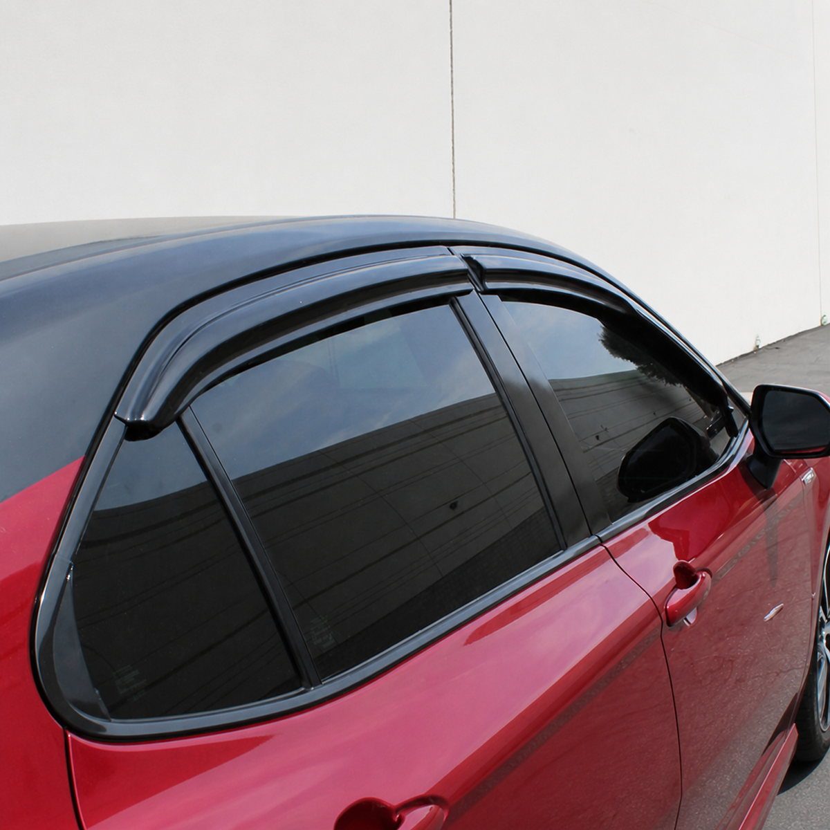 Toyota Camry Mugen-style window visor installation and fitment