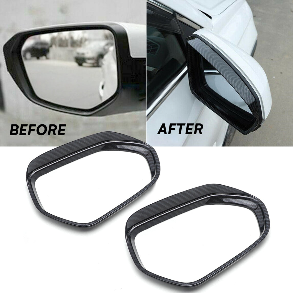KRVN Carbon Fiber-Look Side Mirror Rain Visors [For 2018-2026 Toyota Camry]