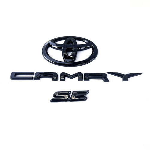 KRVN Gloss Black Rear Emblem Overlay Kit — 2018–2024 Toyota Camry LE/SE/XSE — product view 3 of 14