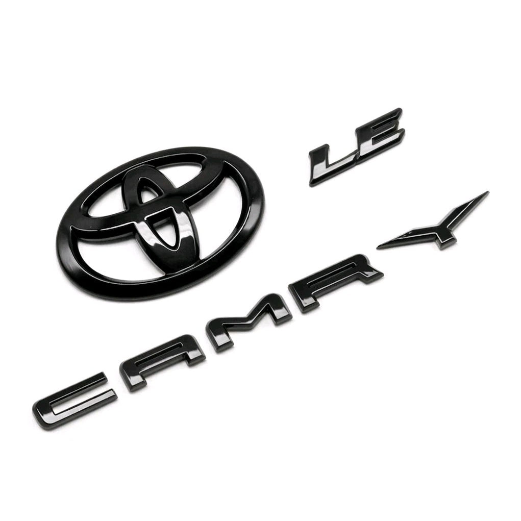 KRVN Gloss Black Rear Emblem Overlay Kit — 2018–2024 Toyota Camry LE/SE/XSE — product view 14 of 14