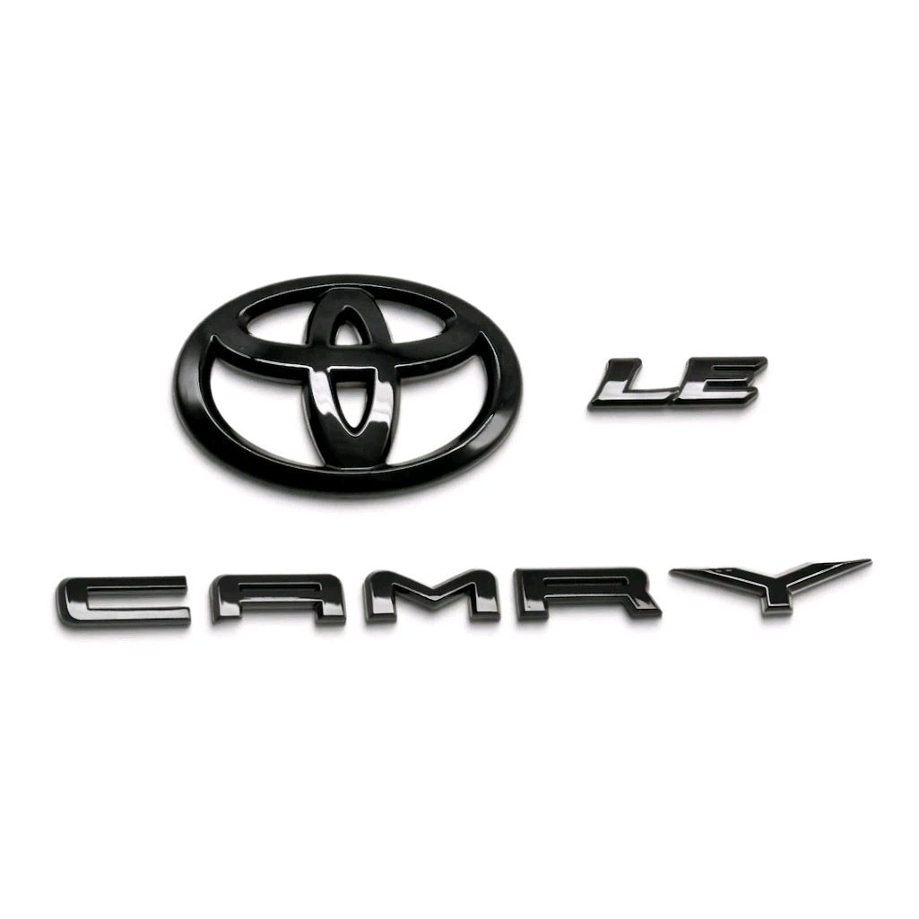 KRVN Gloss Black Rear Emblem Overlay Kit — 2018–2024 Toyota Camry LE/SE/XSE — product view 2 of 14