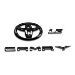 KRVN Gloss Black Rear Emblem Overlay Kit — 2018–2024 Toyota Camry LE/SE/XSE — product view 2 of 14