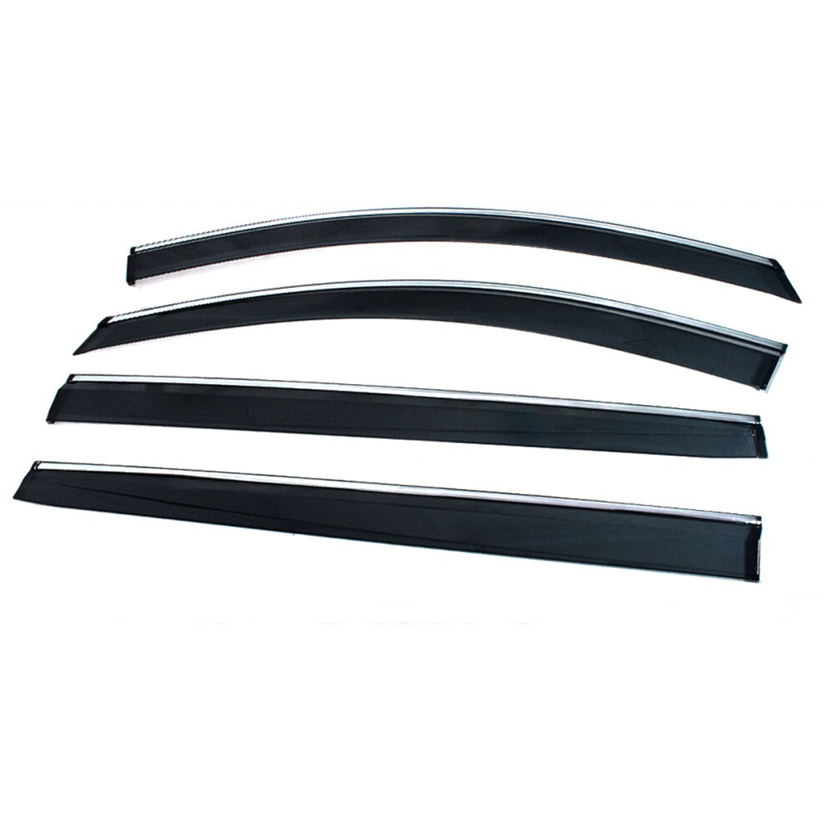 2021-2026 Toyota Sienna chrome-trim 4-piece window visors, product and installed view 2