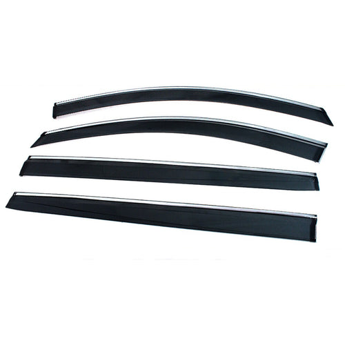 2021-2026 Toyota Sienna chrome-trim 4-piece window visors, product and installed view 2