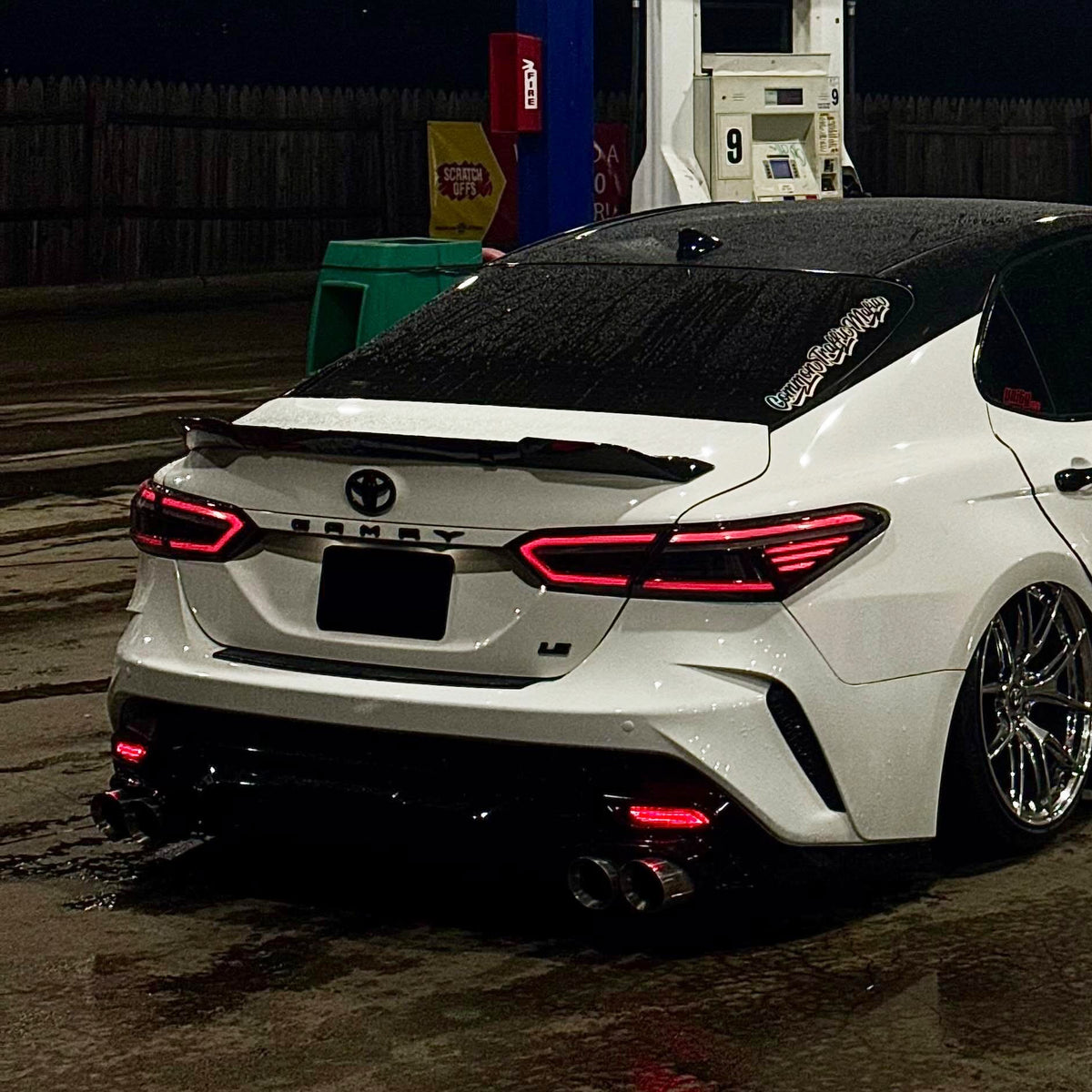 KRVN Gloss Black Rear Emblem Overlay Kit — 2018–2024 Toyota Camry LE/SE/XSE — product view 5 of 14