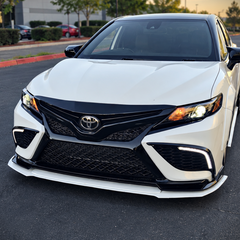 2018-2024 Camry SE/XSE/TRD Upper Front Bumper Garnish — upper bumper garnish on a dark Camry, front view