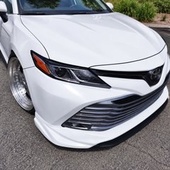 2018-2024 Camry Gloss Black Headlight Eyelid Covers — headlight eyelids installed, opposite front angle