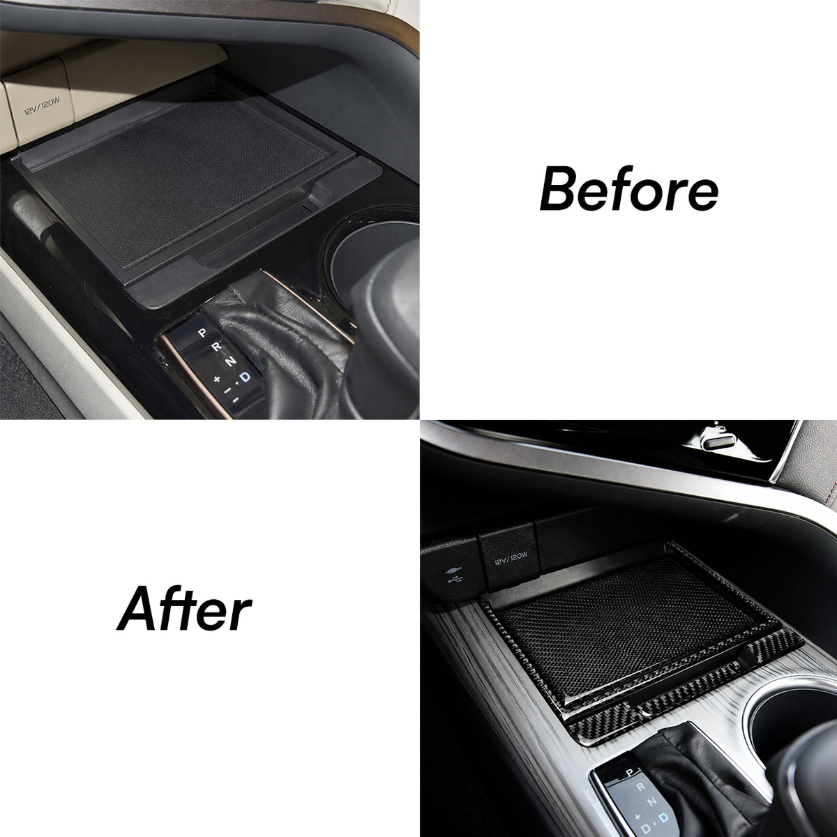 KRVN Carbon Fiber Center Console Storage Box Trim Set — 2018–2024 Toyota Camry — view 6