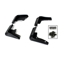 2018-2024 Camry LE/XLE 4-Piece Splash Guards — four LE/XLE splash guards and mounting screws laid out