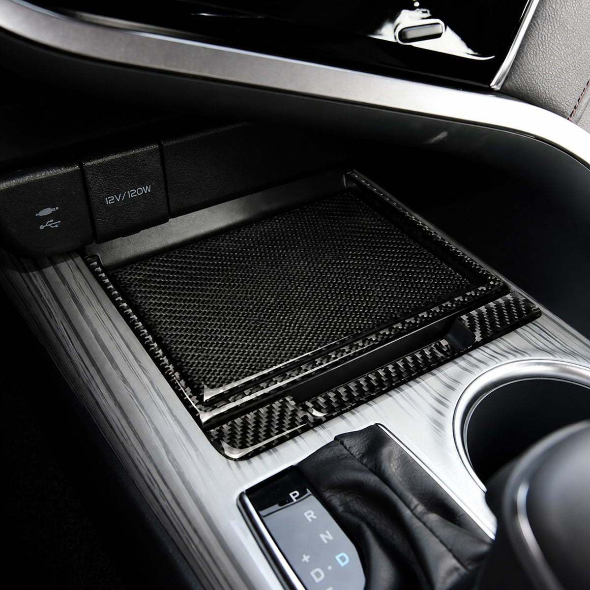 KRVN Carbon Fiber Center Console Storage Box Trim Set — 2018–2024 Toyota Camry