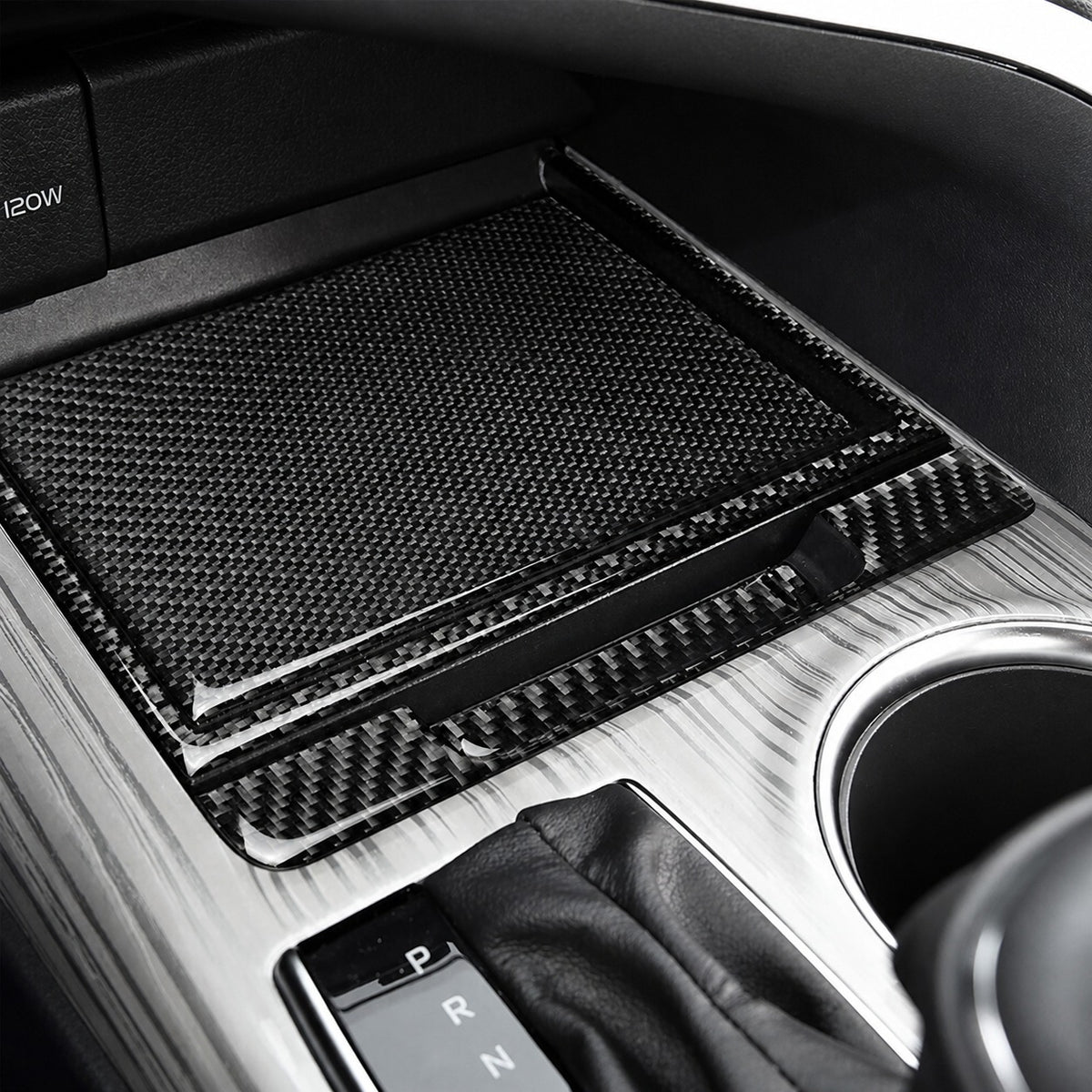 KRVN Carbon Fiber Center Console Storage Box Trim Set — 2018–2024 Toyota Camry — view 5