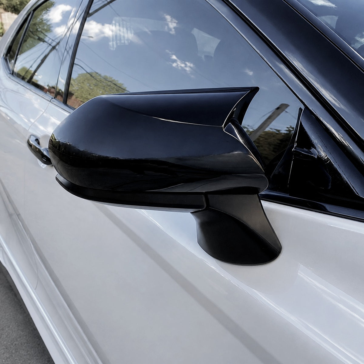 KRVN Mugen-Style Gloss Black Mirror Caps for 2018-2024 Toyota Camry
