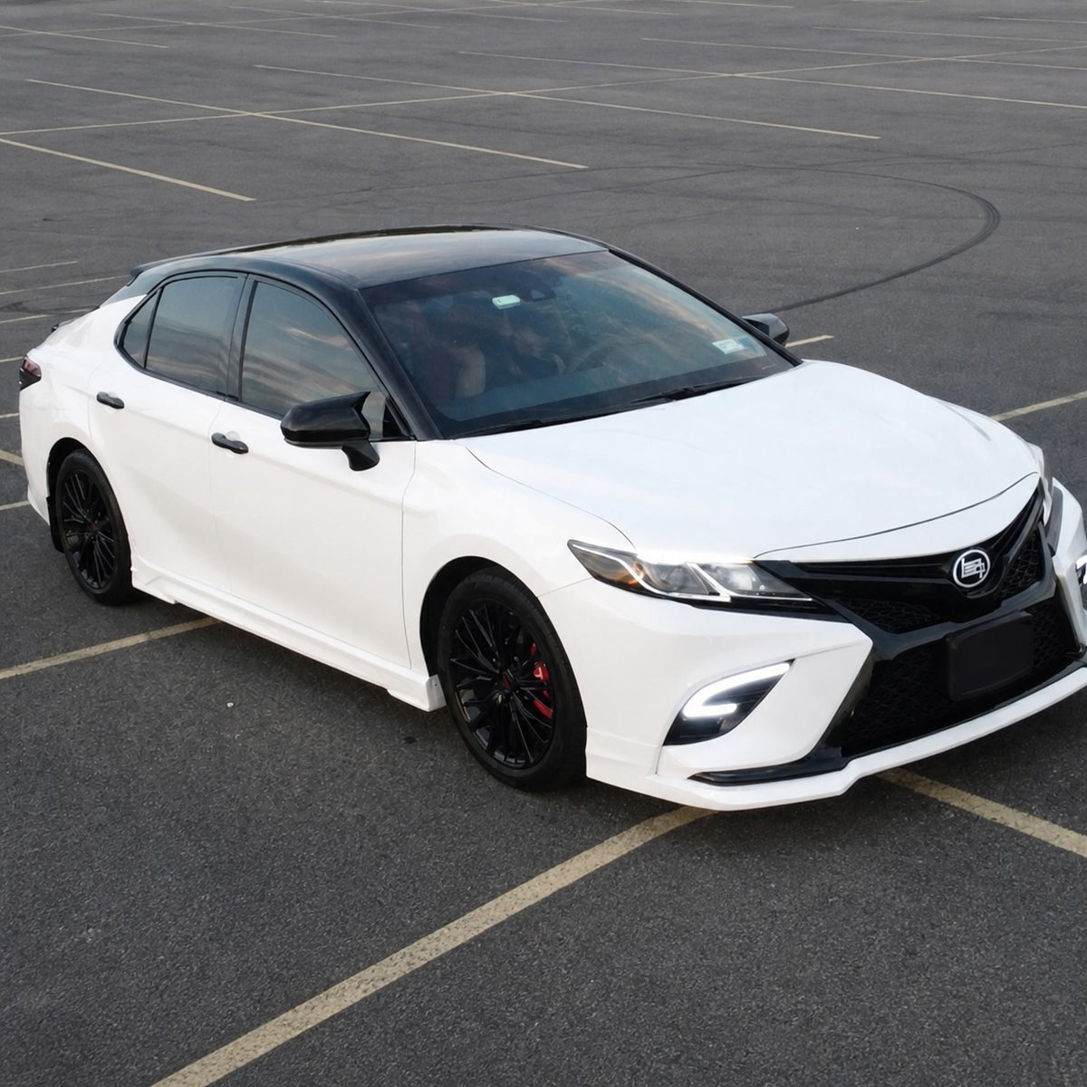 KRVN Mugen-Style Gloss Black Mirror Caps for 2018-2024 Toyota Camry — view 6