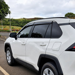2019-2025 Toyota RAV4 light-smoked 4-piece window visors, product and installed view 1