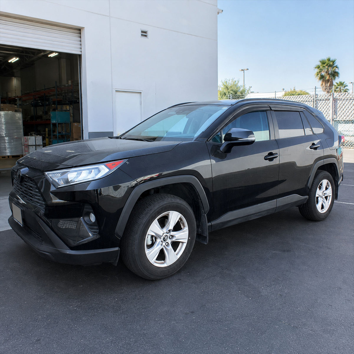2019-2025 Toyota RAV4 light-smoked 4-piece window visors, product and installed view 6