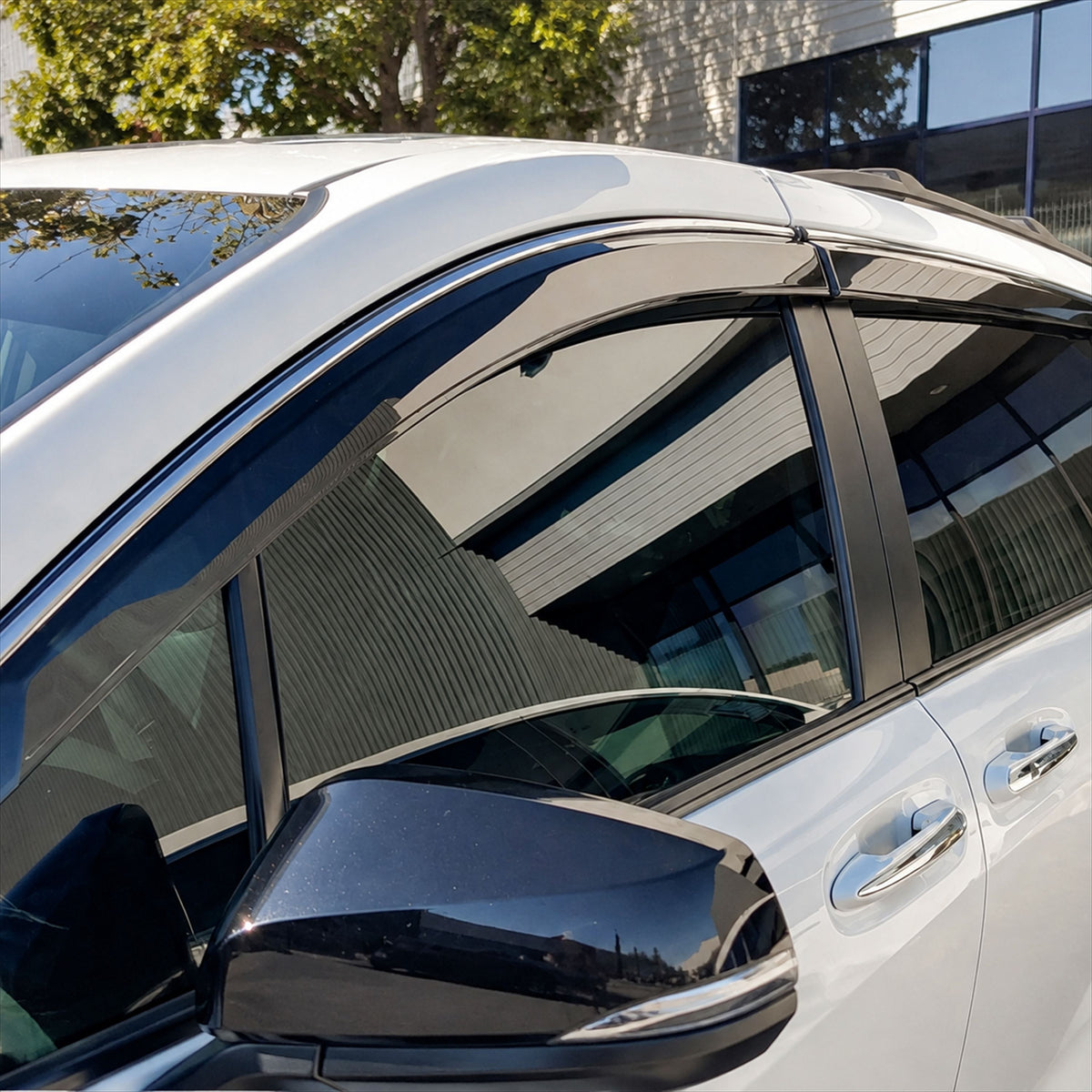 2021-2026 Toyota Sienna chrome-trim 4-piece window visors, product and installed view 4