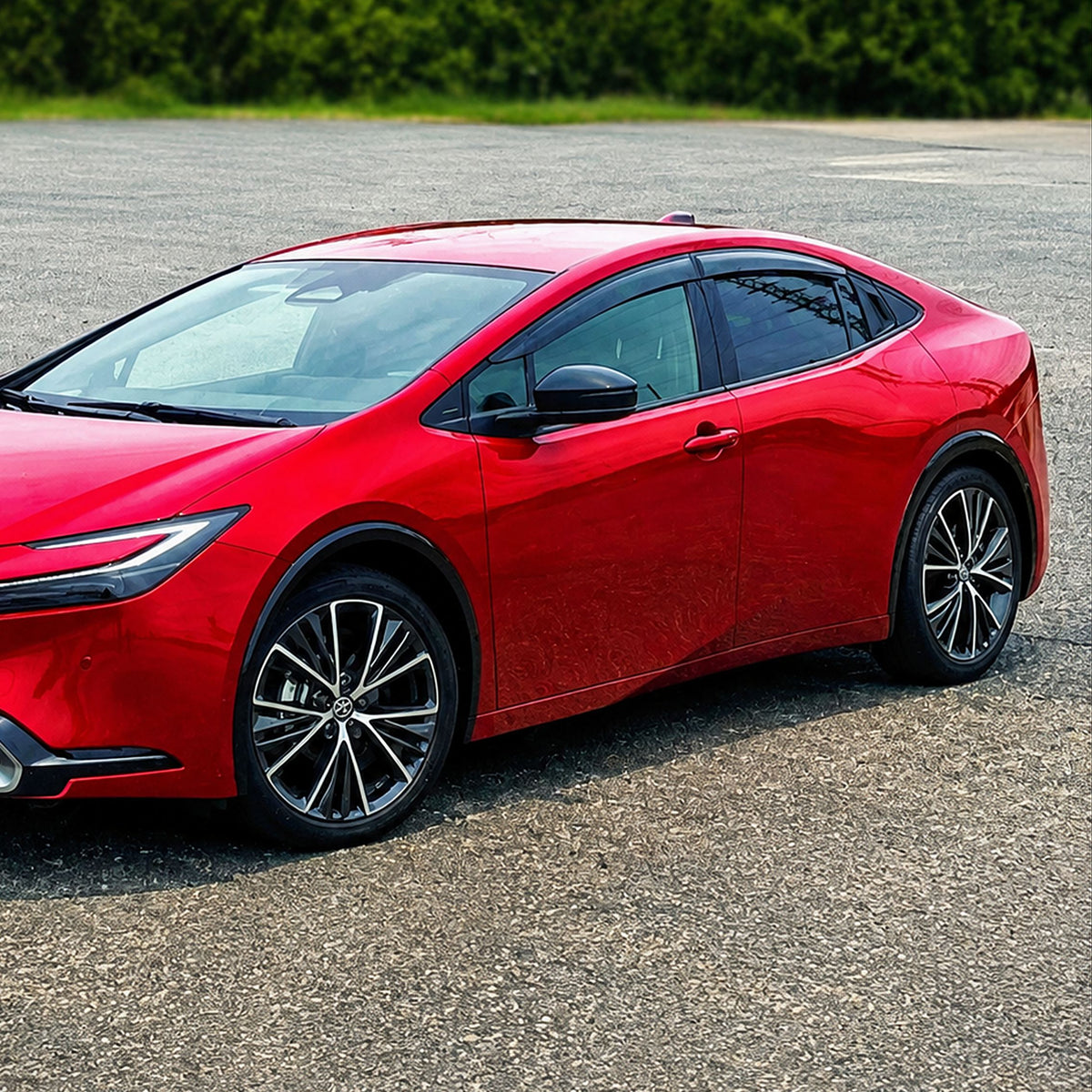 2023-2026 Toyota Prius low-profile 4-piece window visors, product and installed view 4
