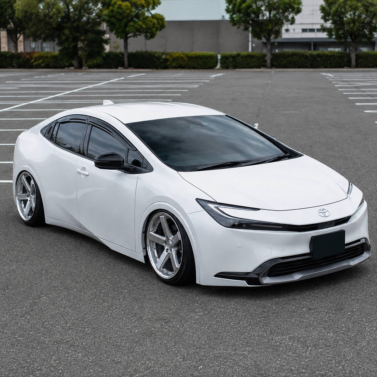 2023-2026 Toyota Prius Mugen-style gloss-black window visors, product and installed view 3