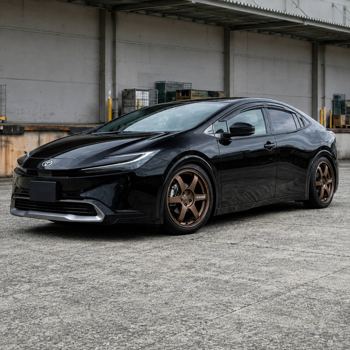 2023-2026 Toyota Prius Mugen-style gloss-black window visors, product and installed view 4