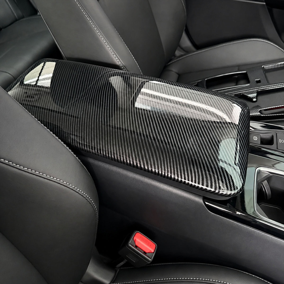 KRVN Carbon Fiber-Look Center Console Armrest Cover [For 2025-2026 Toyota Camry]