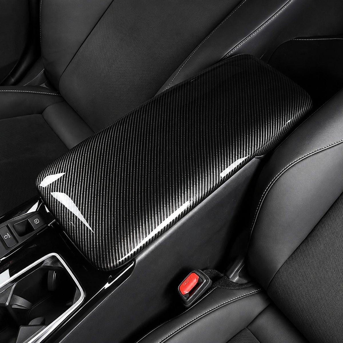 KRVN Carbon Fiber-Look Center Console Armrest Cover [For 2025-2026 Toyota Camry]