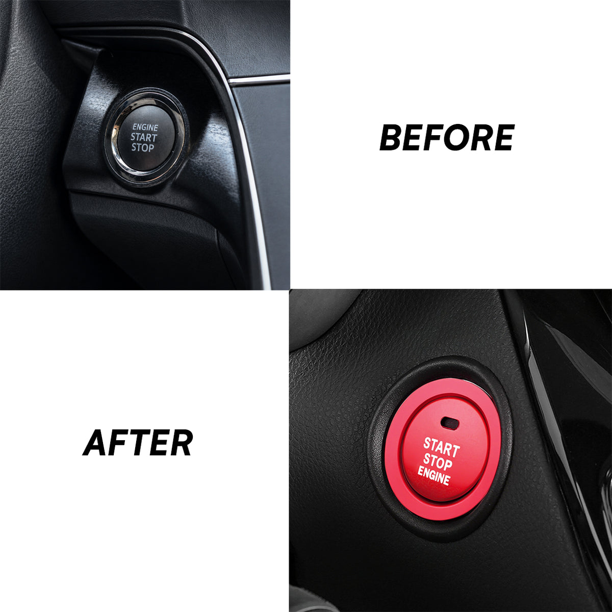 KRVN Red Aluminum Push-Start Button Cover & Ring for 2018-2026 Toyota Camry — view 5