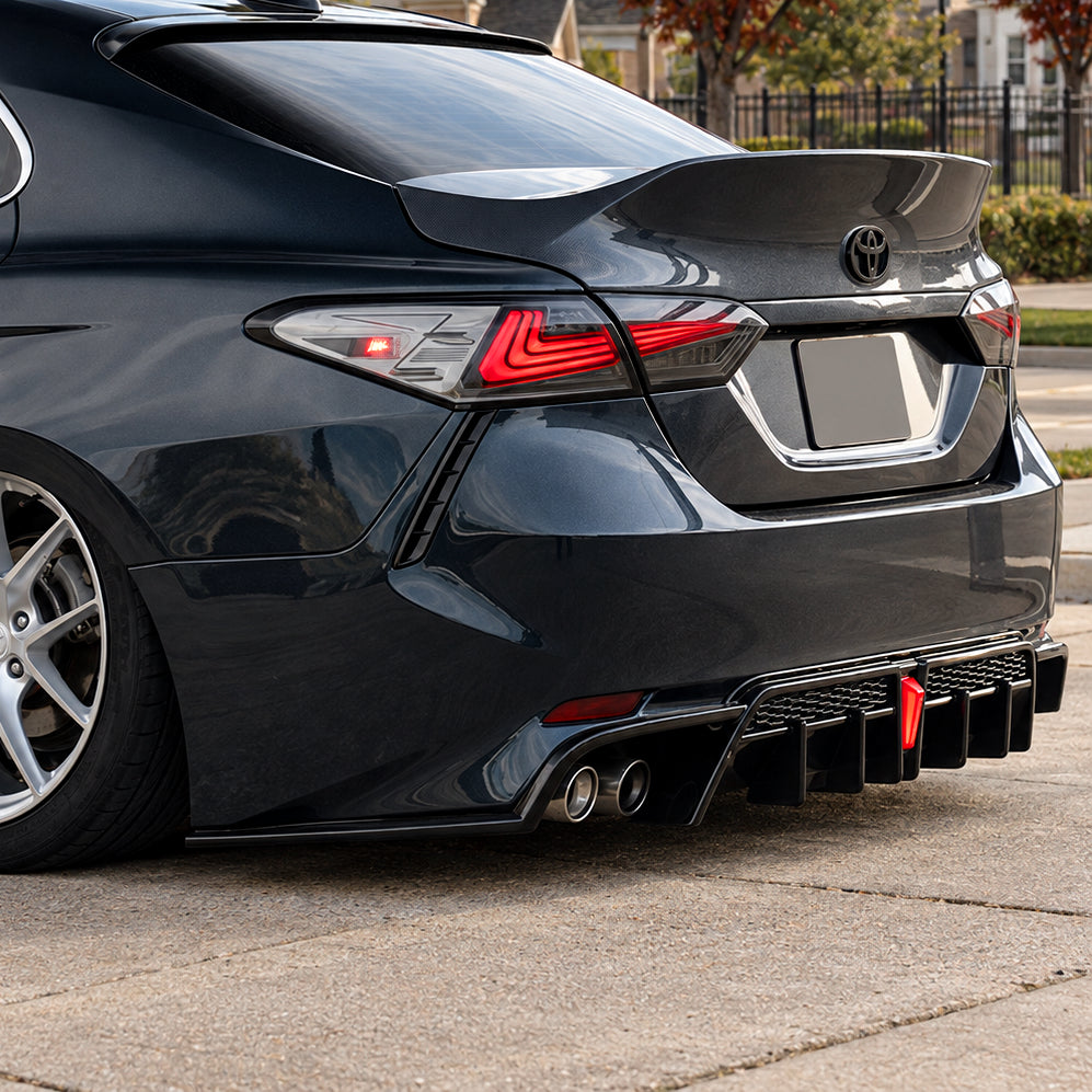 2018-2024 Toyota Camry SE/XSE with YOFER V2 LED rear diffuser and sleek corner spats