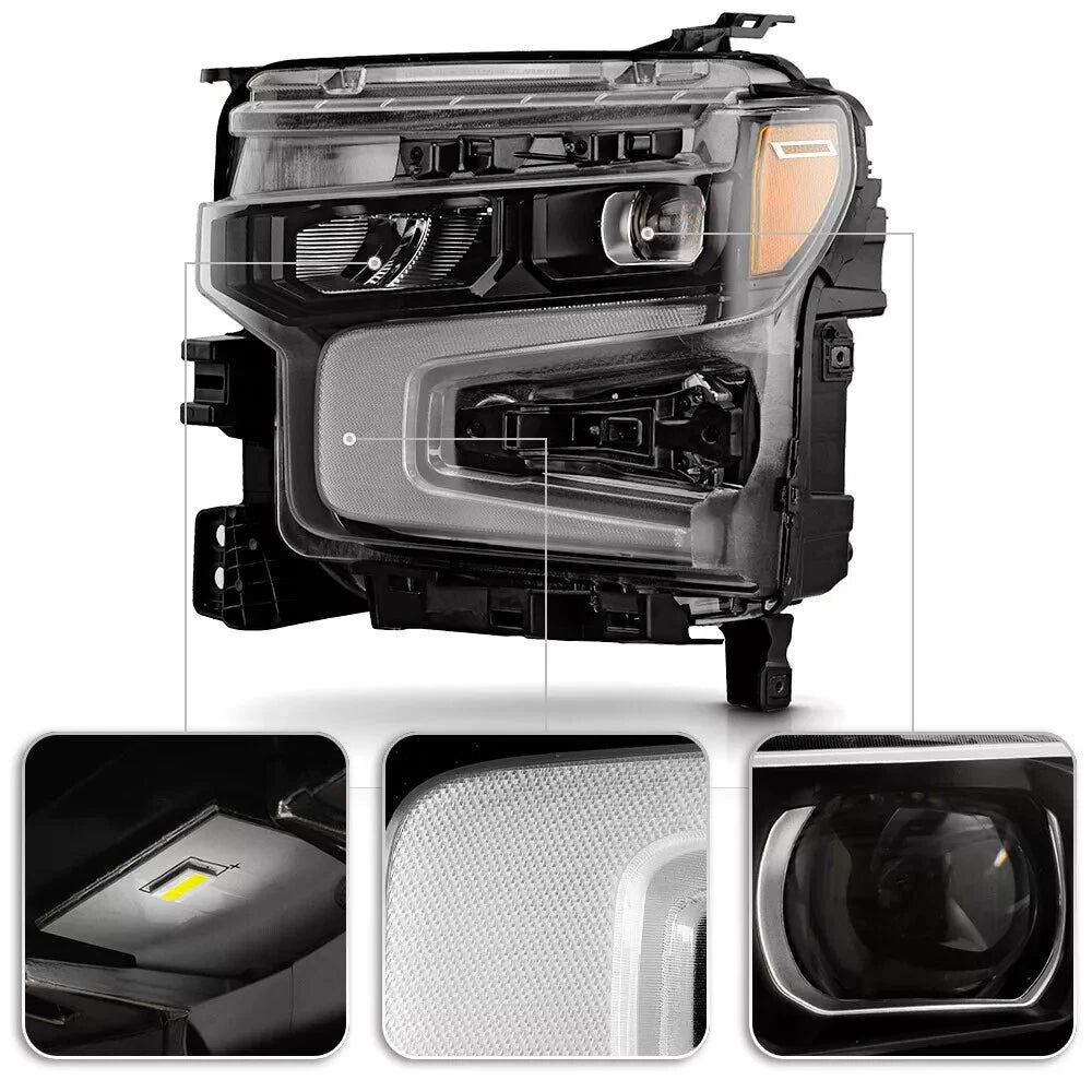 Black Bezel LED Headlight For 2022-2026 Chevy Silverado 1500 LT/RST (Left+Right)