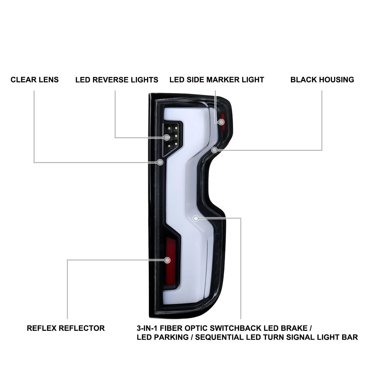 KRVN Black Full LED Sequential Tail Lights 2019-2026 Chevy Silverado