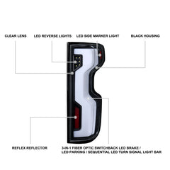 KRVN Black Full LED Sequential Tail Lights 2019-2026 Chevy Silverado