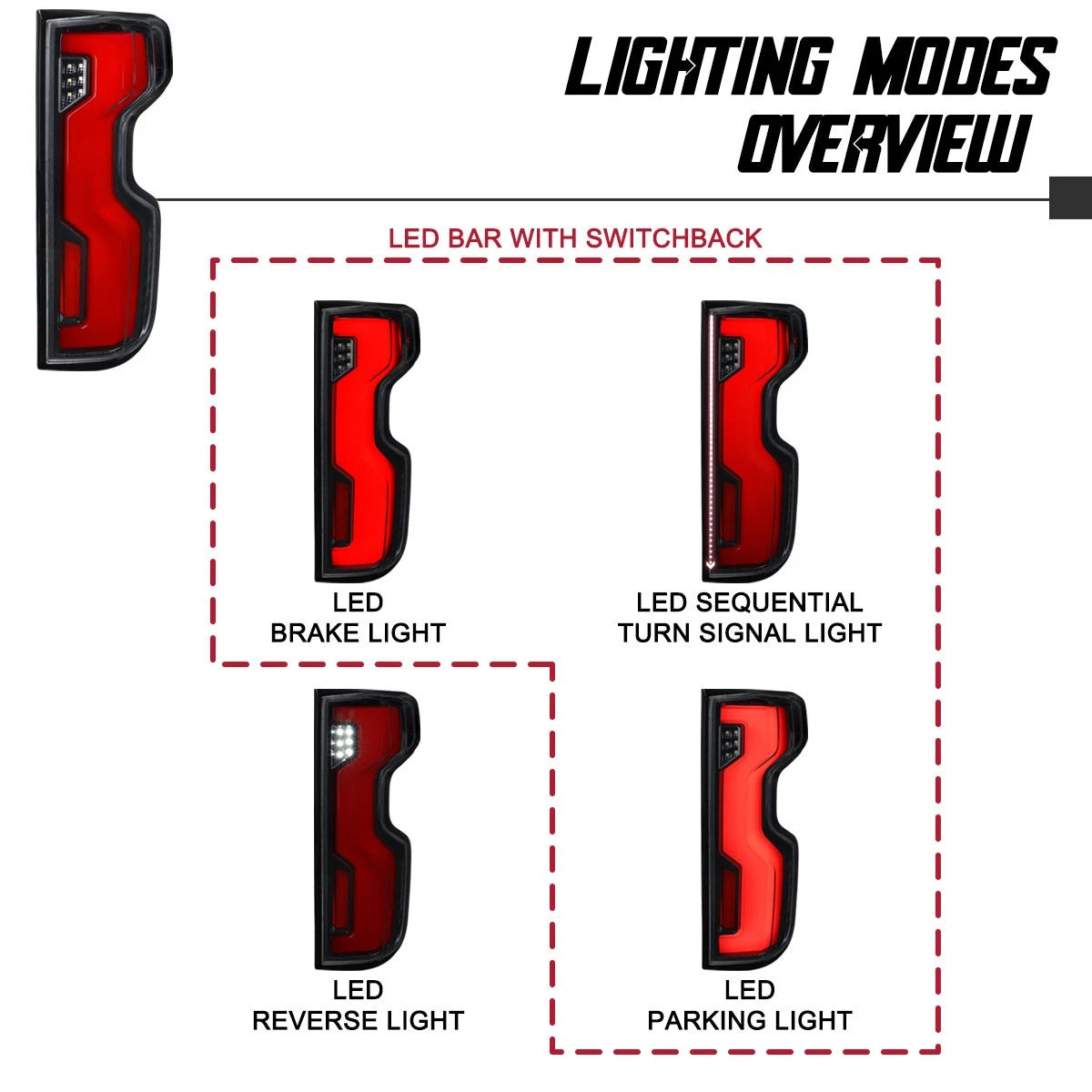 KRVN Black Full LED Sequential Tail Lights 2019-2026 Chevy Silverado