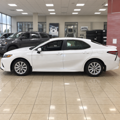 2018-2024 Camry SE/XSE 4-Piece Splash Guards — splash guards on a white Camry, side profile